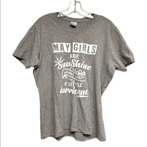 May girls are sunshine mixed with a little bit of hurricane Heather Gray T-shirt